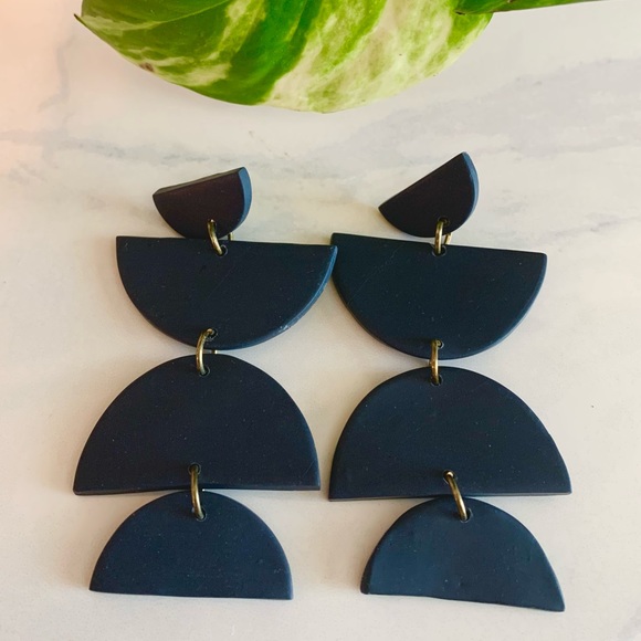 Handmade bohemian earrings - navy - Picture 1 of 3